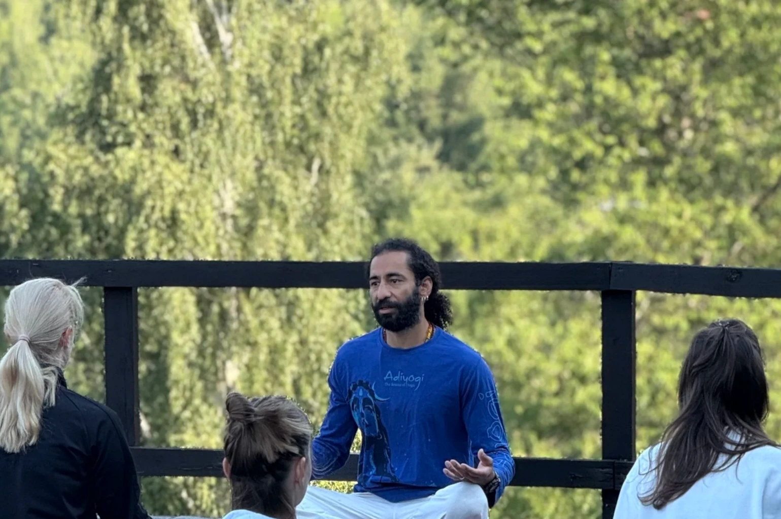 Yoga — peaceful mountain view from studio